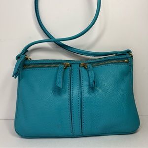 Fossil Turquoise Leather Shoulder Bag